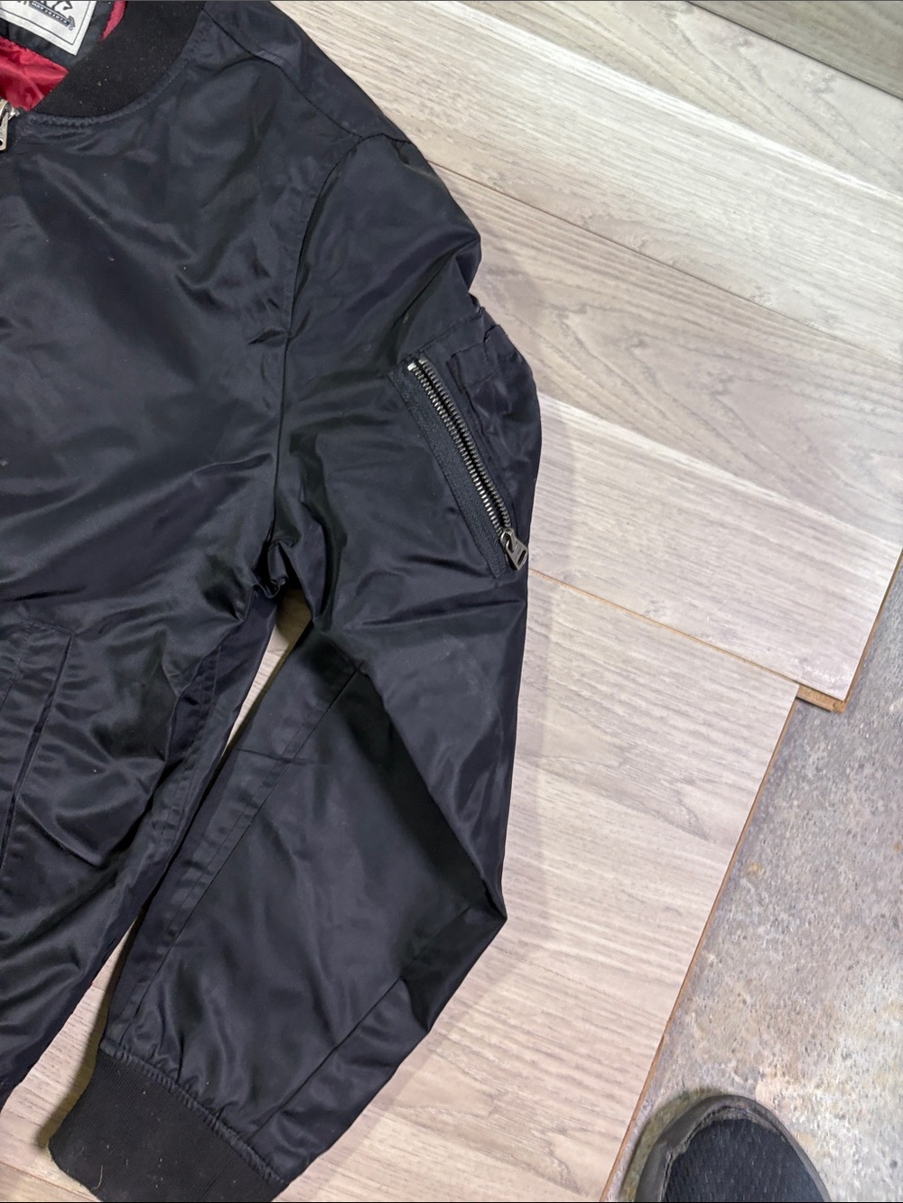 Signature by Levi Strauss Black Bomber Jacket with Red Trim - Picture 2 of 8